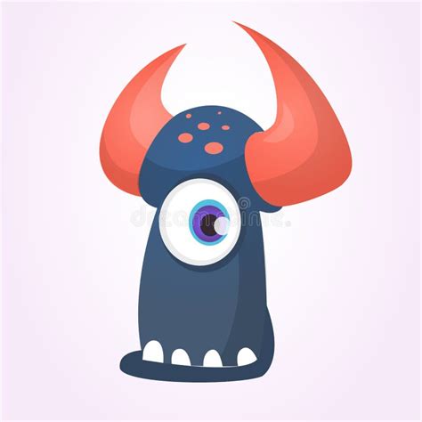Cartoon Black Monster With Horns And One Eyevector IllustrationÑŽ