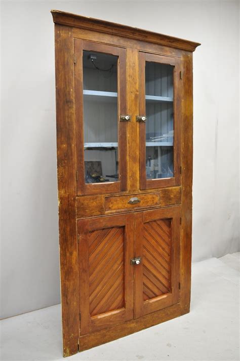 With switch plans as good as new. Antique Pine Wood Primitive Corner China Cabinet Cupboard ...