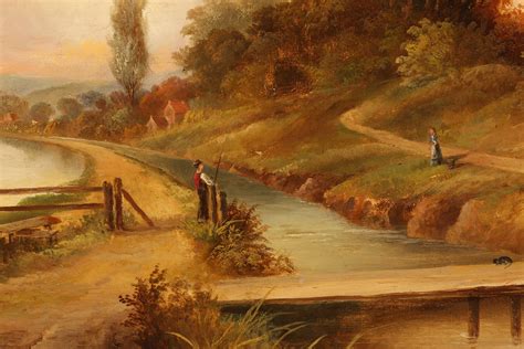 Antique Oil On Canvas Painting Depicting European Landscape