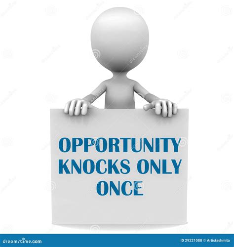 Opportunity knocks once stock illustration. Illustration of text - 29221088