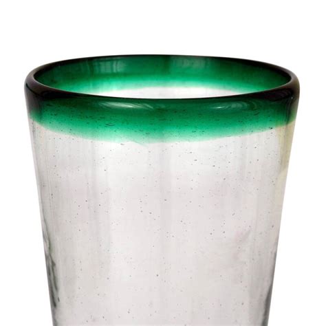 Novica Artisan Handblown Recycled Drinking Glasses Clear Green Mexican Water Drinkware Tumbler