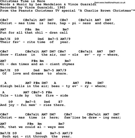 Song Lyrics With Guitar Chords For Christmastime Is Here Vince Guaraldi 1965