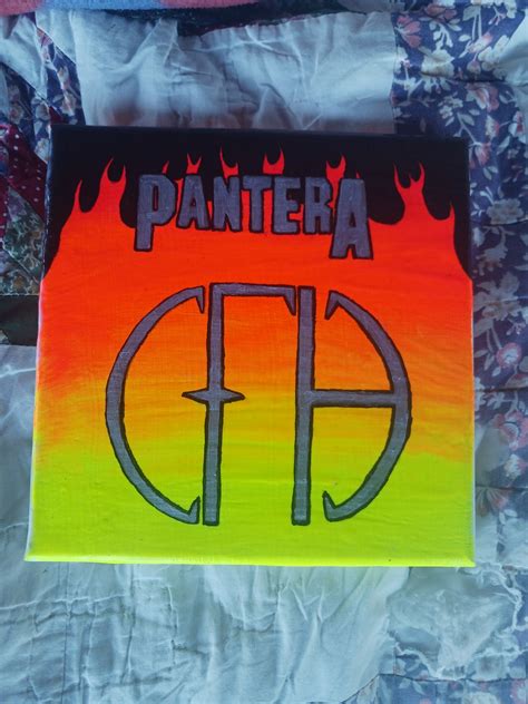 Pantera Cowboys From Hell Logo Blacklight Reactive Acrylic Painting