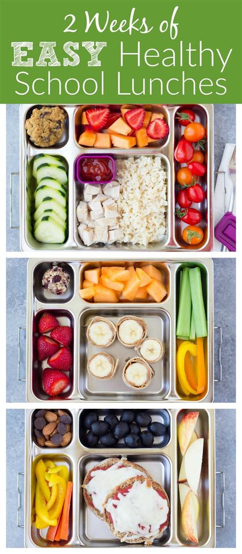 Find easy kid snacks that kids can make on their own or you can make them too!! Two weeks of healthy school lunches for kids! These are ...