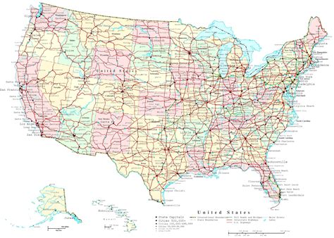 Printable labeled map of the united states