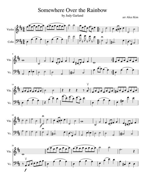 0 ratings0% found this document useful (0 votes). Somewhere Over the Rainbow Sheet music for Violin, Cello | Download free in PDF or MIDI ...