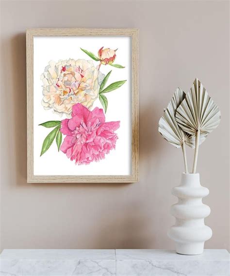 Peonies Watercolor Unframed Matte Print Floral Poster Etsy Floral