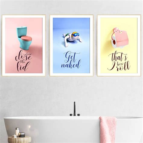 Funny Kids Bathroom Art Posters And Prints Pink Navy Blue Toilet