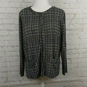 J Wearever Collection Black And White Printed Cardigan Size M