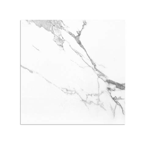 Carrara White Gloss Marble Effect Rectified Porcelain 60cm X 60cm Wall