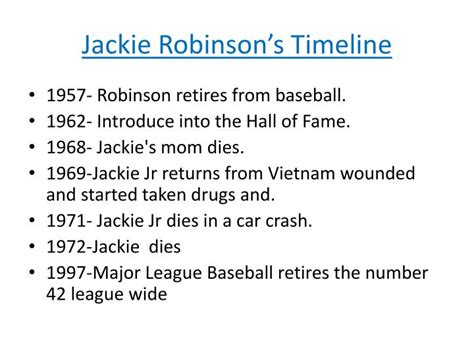 Printable Jackie Robinson Timeline