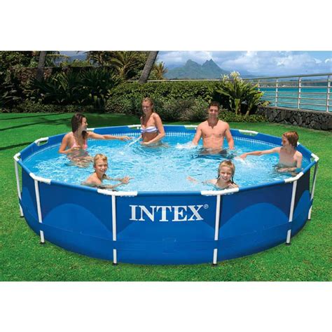 Intex 12 Ft Round X 30 In D Metal Frame Above Ground Pool With 530