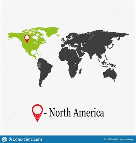 World Map With Continent North America Stock Vector Illustration Of