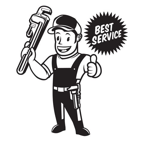 Plumbing Man Vector Illustration Logo Mascot Character In Retro Cartoon
