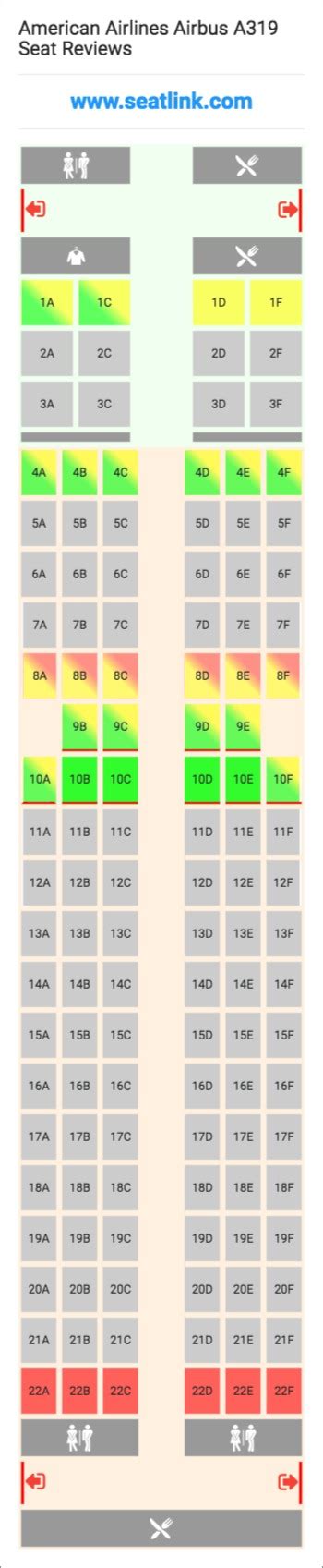 American Airlines Airbus A319 Seating Chart Updated April 2024 Seatlink