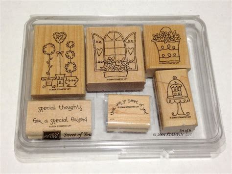 Stampin Up Rubber Stamps Wood Mounted SWEET OF YOU Set Of Flower Stamps
