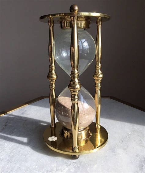 vintage solid brass hour glass timer sand made in england overpacking grain of sand sand