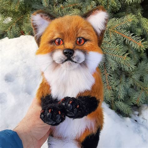 Realistic Fox Stuffed Toy A Stuffed Red Fox Plush Soft Wild Etsy