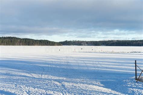 Ice Rink On The Frozen Lake In Finland Stock Image Image Of Lake