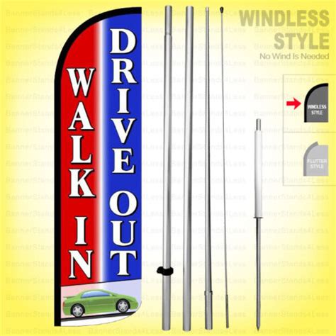 Walk In Drive Out Windless Swooper Flag Kit 15 Feather Banner Sign