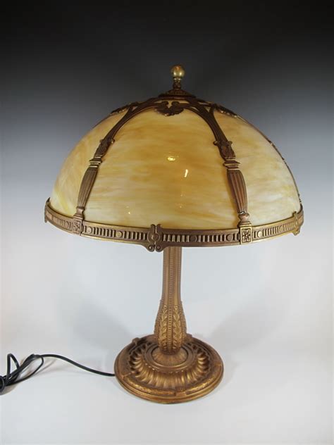Sold Price Antique Probably Edward Miller And Co Slag Glass Lamp January 2 0117 4 00 Pm Est