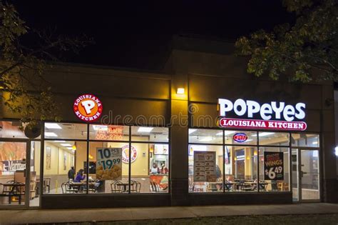 Popeyes Fast Food Restaurant At Night Editorial Photo Image Of Chain