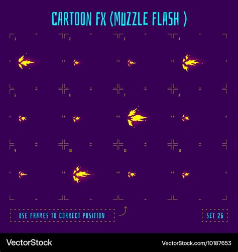 Animation Frames Or Muzzle Flash Sprites Vector Image
