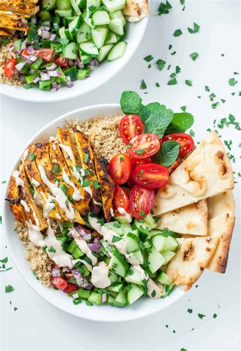 This is the kind of healthy eating we can get down with. healthy-chicken-shawarma-veggie-quinoa-bowls-meal-prep ...