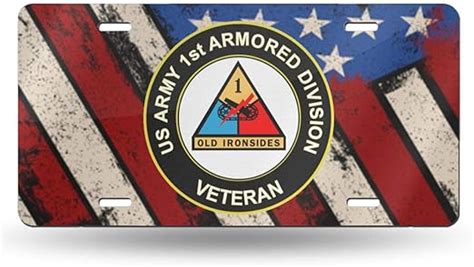 Us Army Veteran 1st Armored Division Metal License Plate