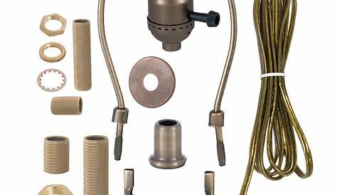 Floor Lamp Wiring Kit w/3-Way Lamp Socket, Choice of Finish and Harp