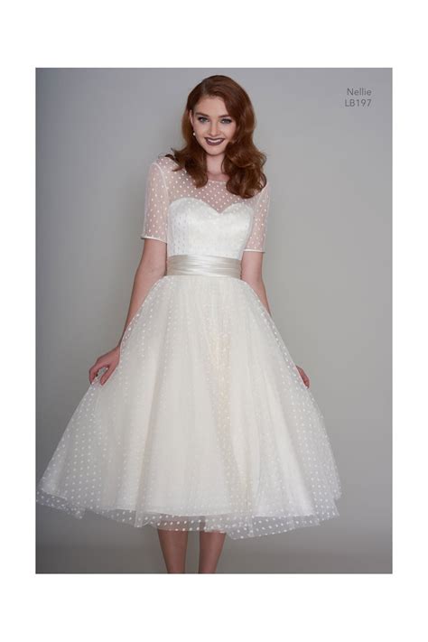 Lb197 Nellie 1950s Tea Length Polka Dot Short Vintage Wedding Dress