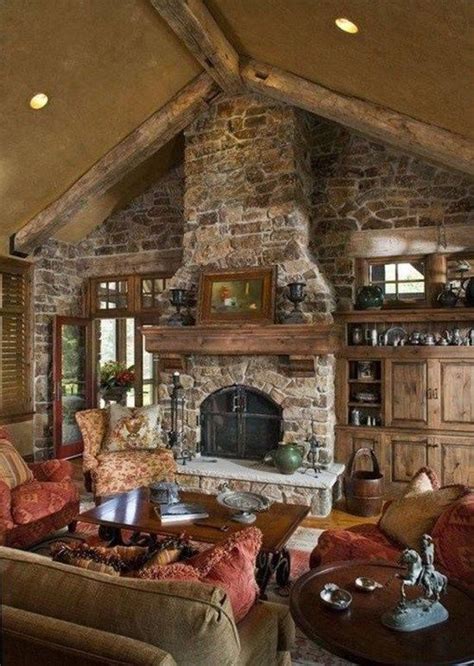 Amazing Lodge Living Room Decorating Ideas 05 Rustic House Home