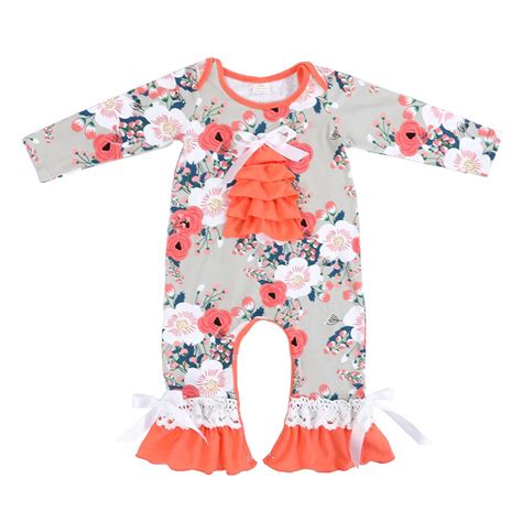 2018 New Fashion Us Flowers Printing Baby Romper Long Sleeves Soft Baby