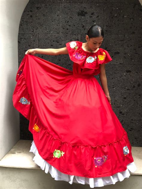 Mexican Red Skirt With Top Handmade Beautiful Frida Kahlo Etsy