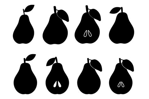 Silhouette Of A Pear Minimalistic Simple Fruit Element Sliced Pears