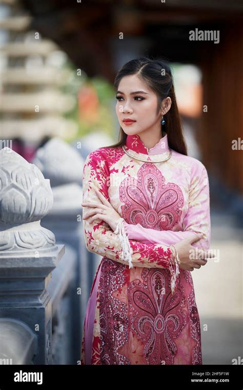 Ho Chi Minh City Viet Nam Vietnamese Girls Wear Traditional Ao Dai To