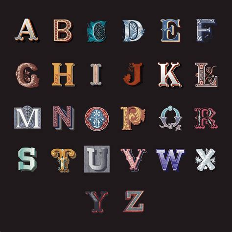 The Alphabet Set Of Capital Vintage Letters Download Free Vectors