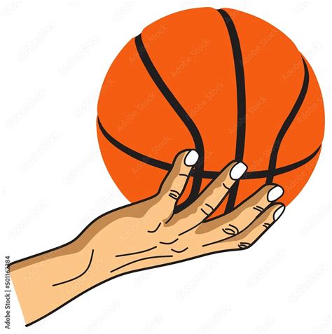 Vecteur Stock Human Hand Holding Basketball Vector Drawing Isolated