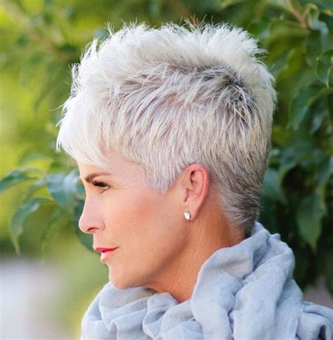 For the older ladies, we have great 14 short hairstyles for gray hair. Gray Pixie for Thick Hair | Short spiky haircuts, Short ...