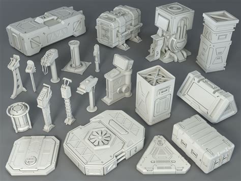 3d model sci fi props 20 pieces collection 1