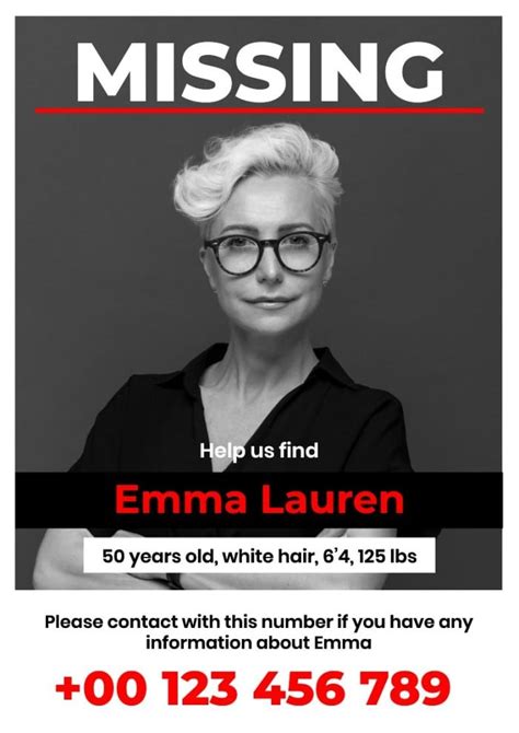 edit this simple missing person poster layout online for free