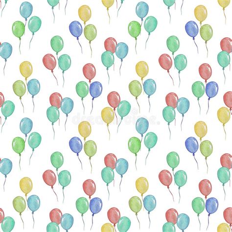 Watercolor Seamless Pattern With Balloons Illustration For Children`s