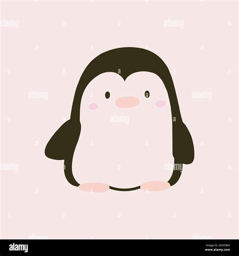 Cute Kawaii Penguin In Pastel Design Isolated Vector Funny Cartoon
