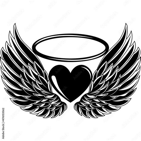 Angel Wings With Heart And Halo Svg Design Stock Vector Adobe Stock