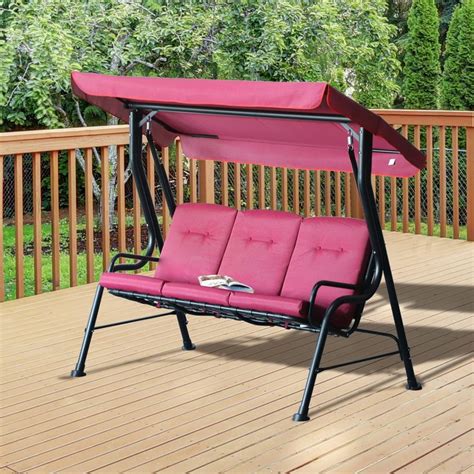 Outsunny 2 Seat Glider Porch Swing With Stand Outdoor 3 Person Metal Porch Swing Chair Patio