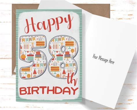 Happy 58th Birthday Card For Her Birthday Card For 58th Etsy