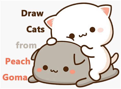 how to draw 2 cats from peach goma super cute kawaii easy step by step drawing tutorial
