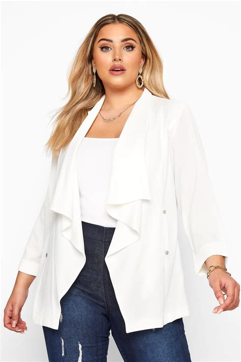 White Crepe Waterfall Jacket Yours Clothing