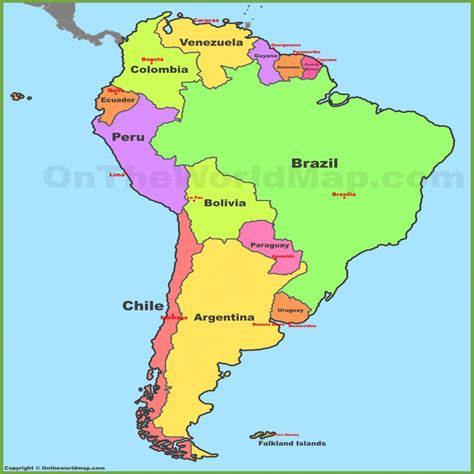 Latin America Map Labled Labeled Map Of Chile Countries And Capitals Of