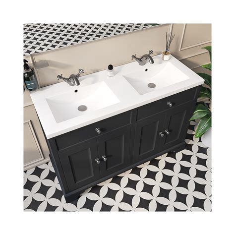Grade A2 1200mm Grey Freestanding Double Vanity Unit With Sink